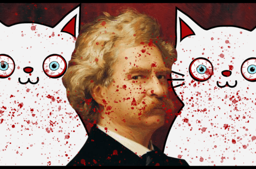 Mark Twain with some bloody kittens