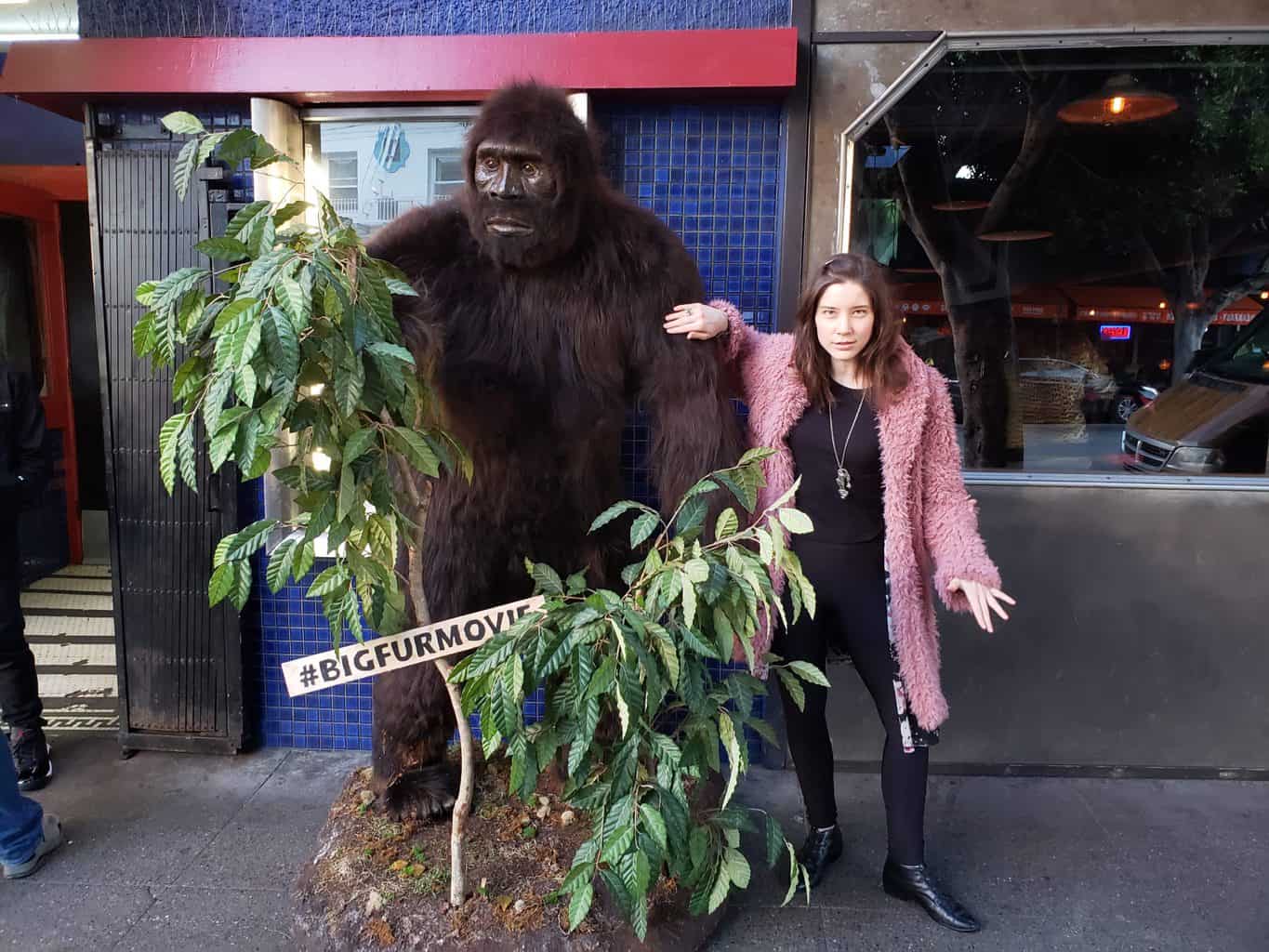 Me posing with taxidermist Ken Walker's Bigfoot creation at the SF IndieFest premiere of Big Fur. 